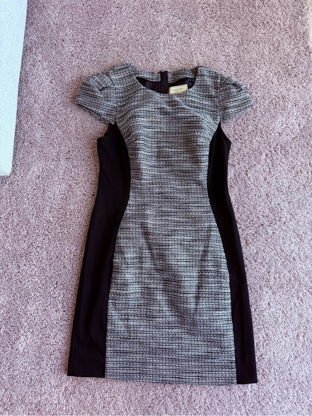 Moulinette Soeurs Anthropologie Black and Gray Textured Sheath tweed Midi Dress